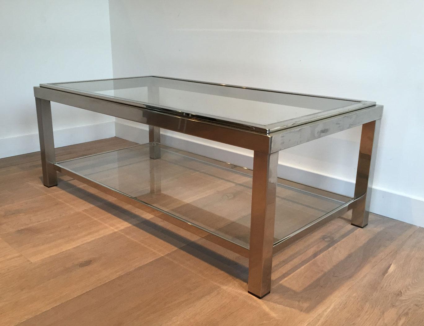 Table basse chromée de très belle qualité, vers 1970 en vente 1