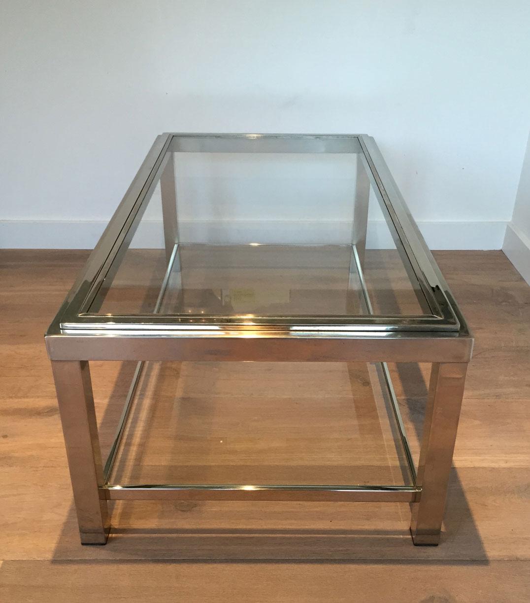 Table basse chromée de très belle qualité, vers 1970 en vente 2