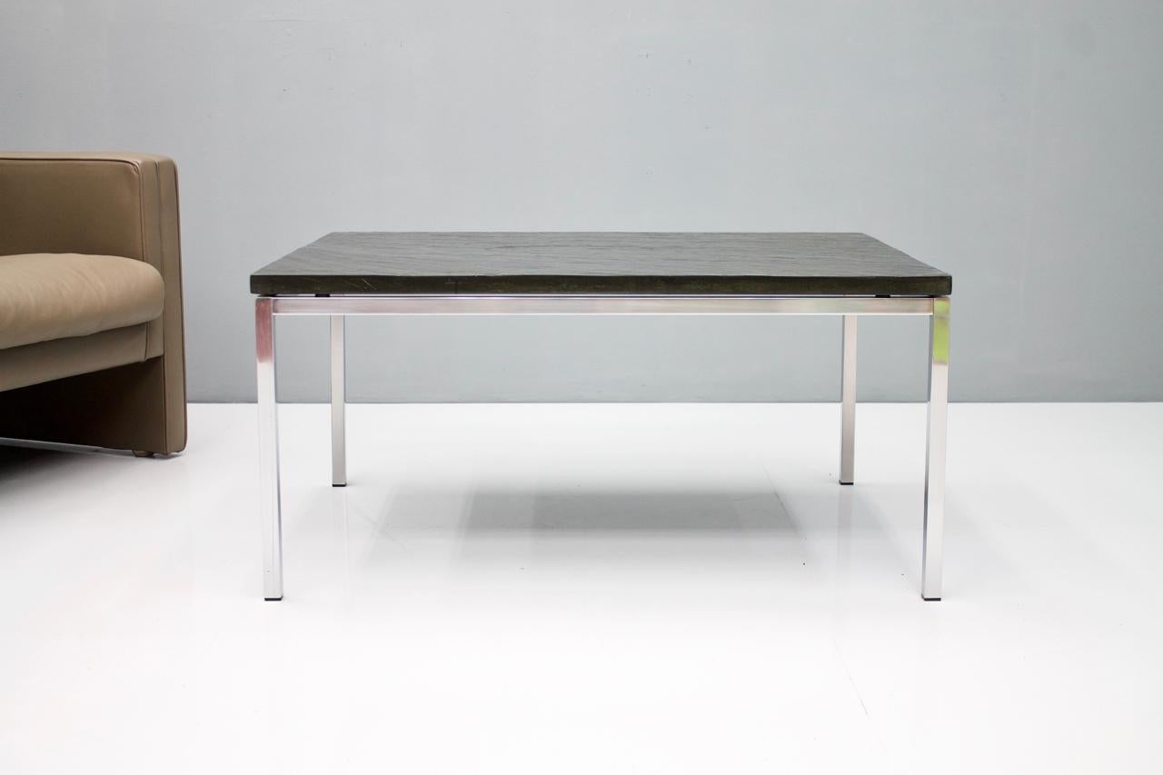 European Chrome Coffee Table with a Slate Top, 1960s For Sale