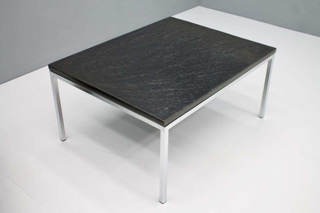 Mid-20th Century Chrome Coffee Table with a Slate Top, 1960s For Sale