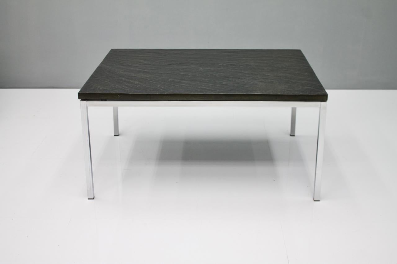 Chrome Coffee Table with a Slate Top, 1960s For Sale 4