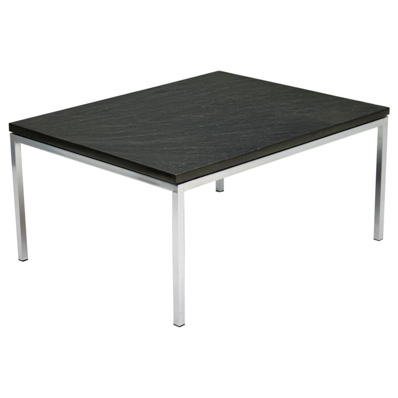 Chrome Coffee Table with a Slate Top, 1960s For Sale