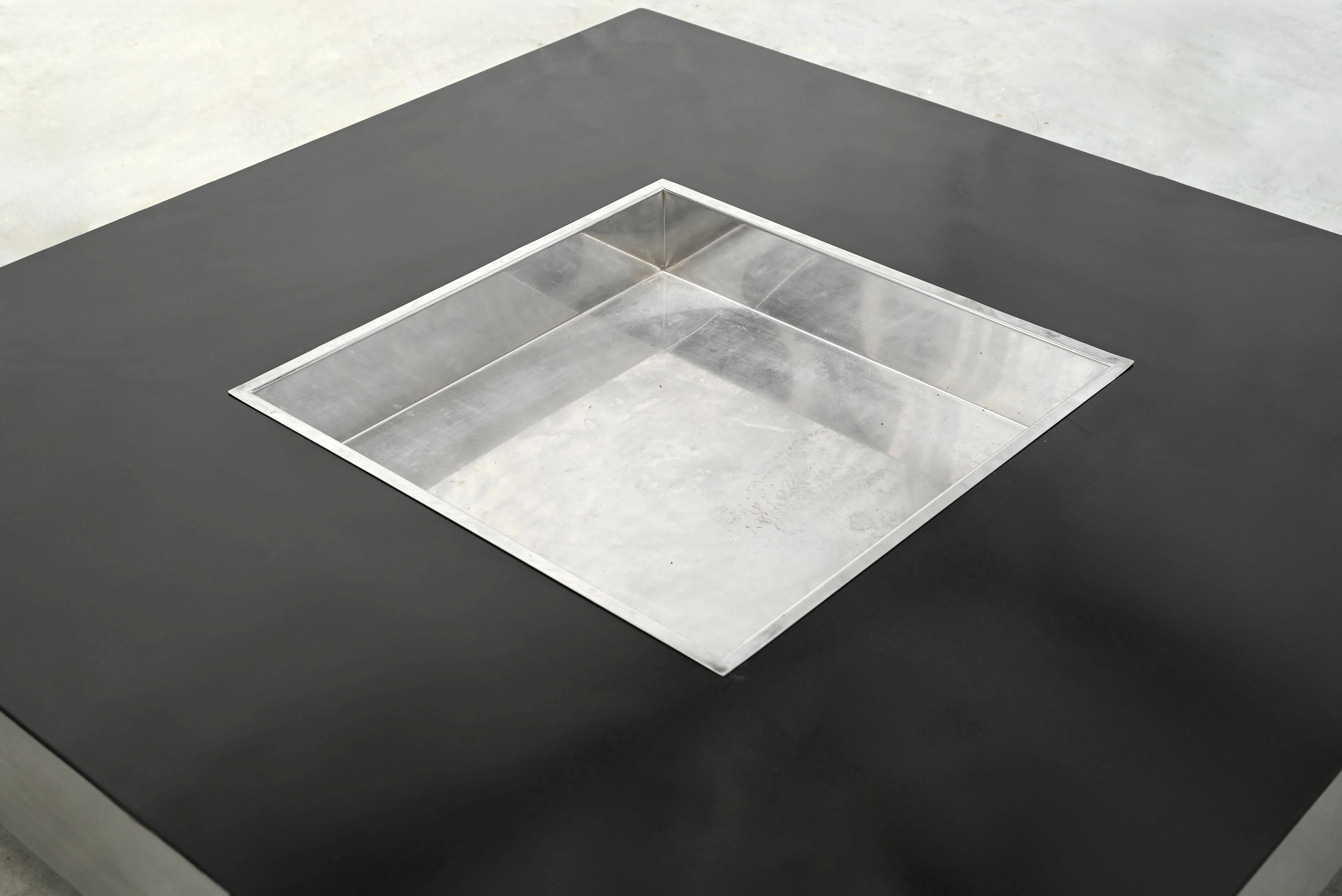 Table basse en chrome avec bar intégré dans le style de Willy Rizzo, années 1970 Bon état - En vente à Antwerp, Antwerp