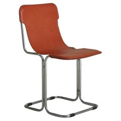 Chrome + Cognac Leather Slingback Chair, Italy 1970s