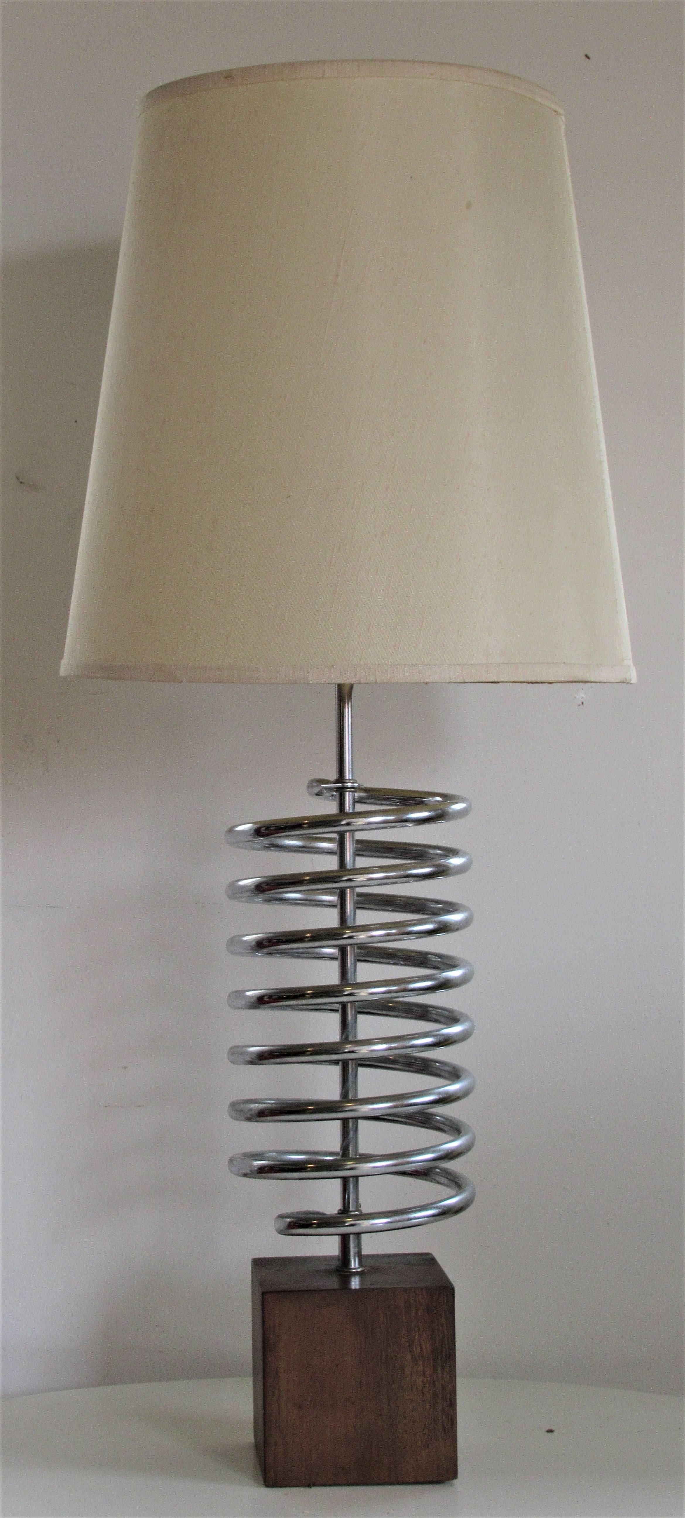 20th Century Chrome Coil Sculpture Table Lamp by Laurel