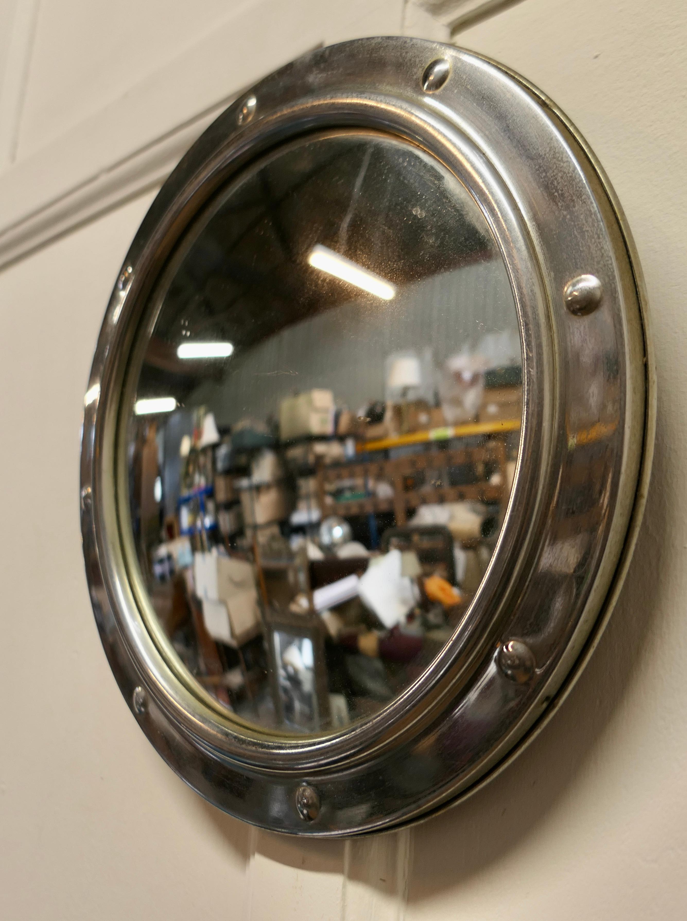 Chrome Convex Wall Mirror     In Good Condition For Sale In Chillerton, Isle of Wight