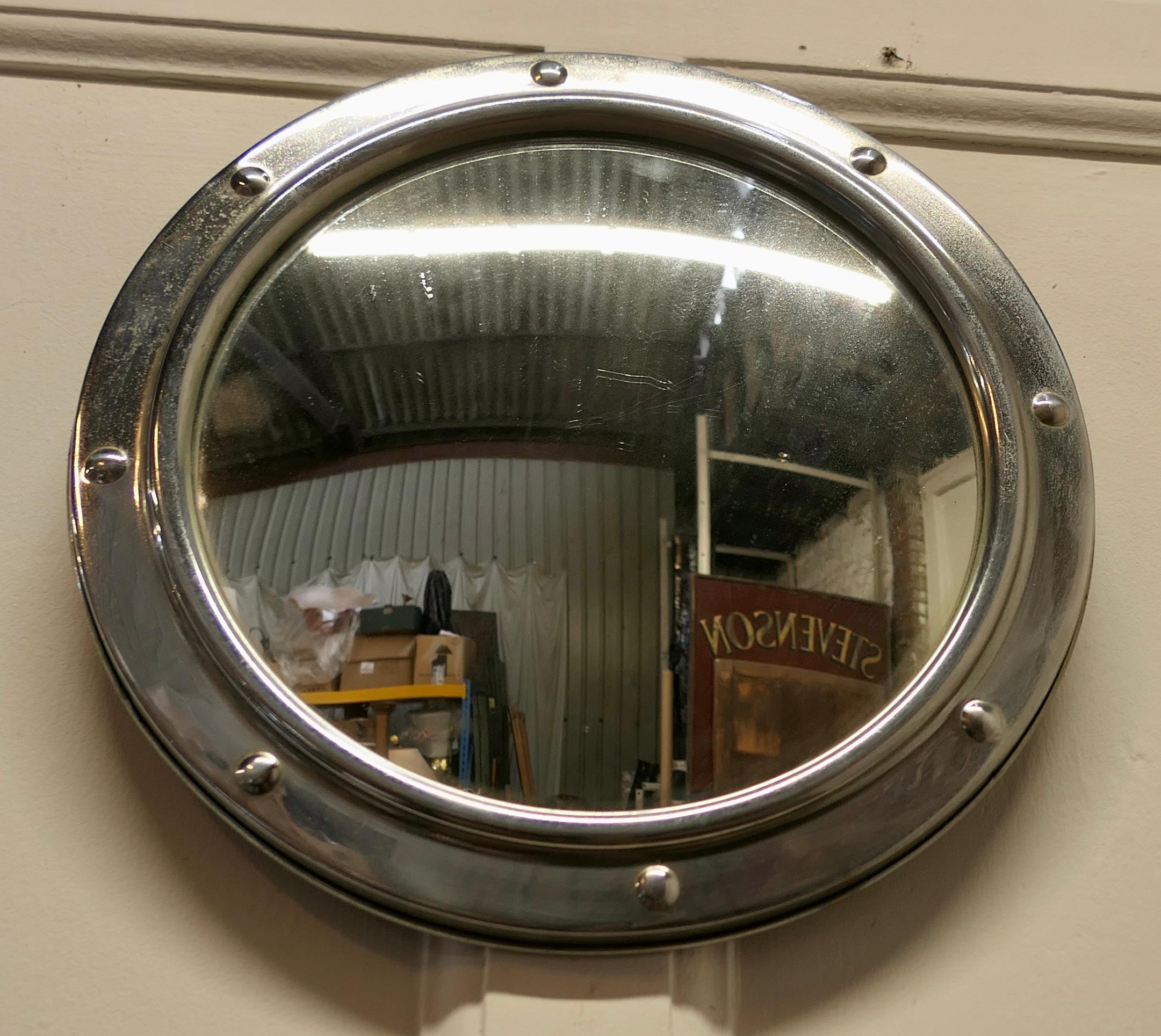 Mid-20th Century Chrome Convex Wall Mirror     For Sale
