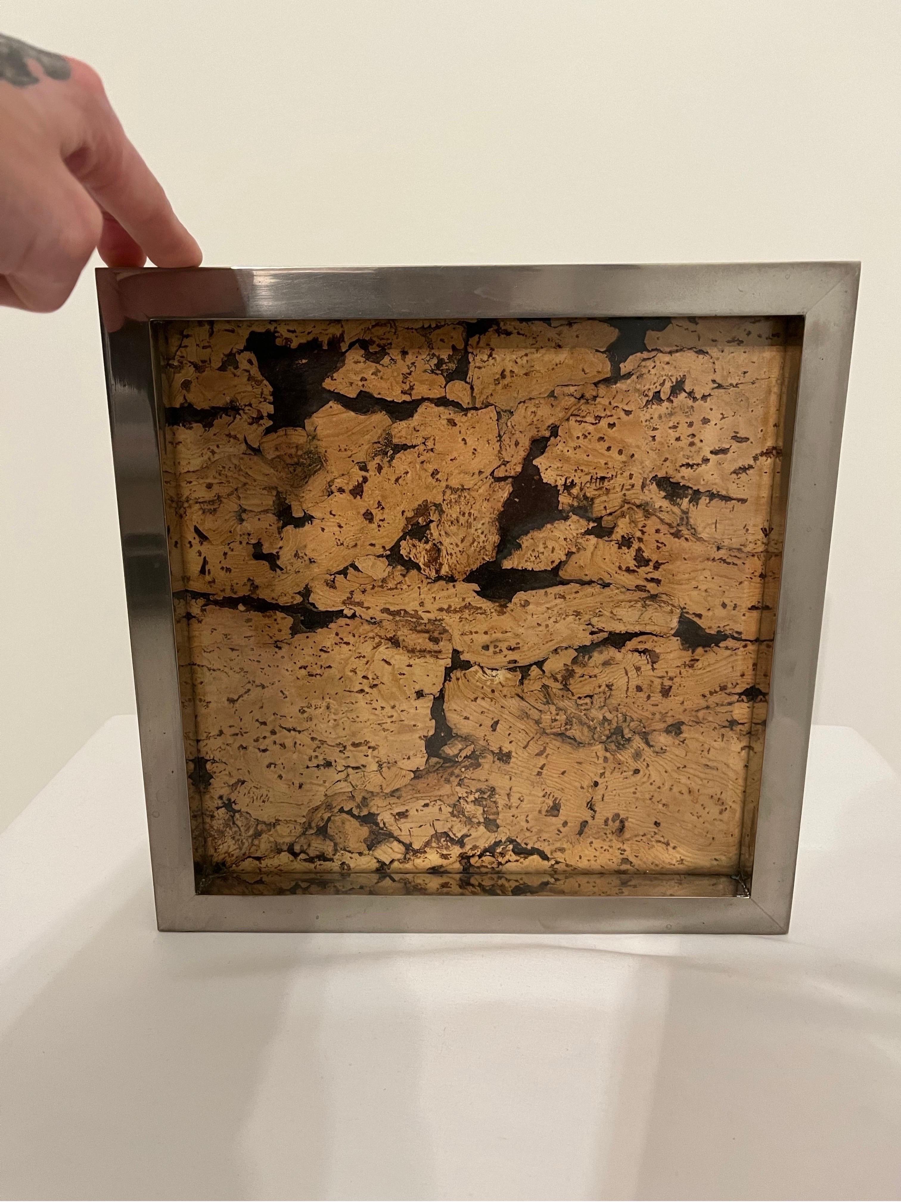 Late 20th Century Chrome Cork Tray attributed to Romeo Rega  For Sale