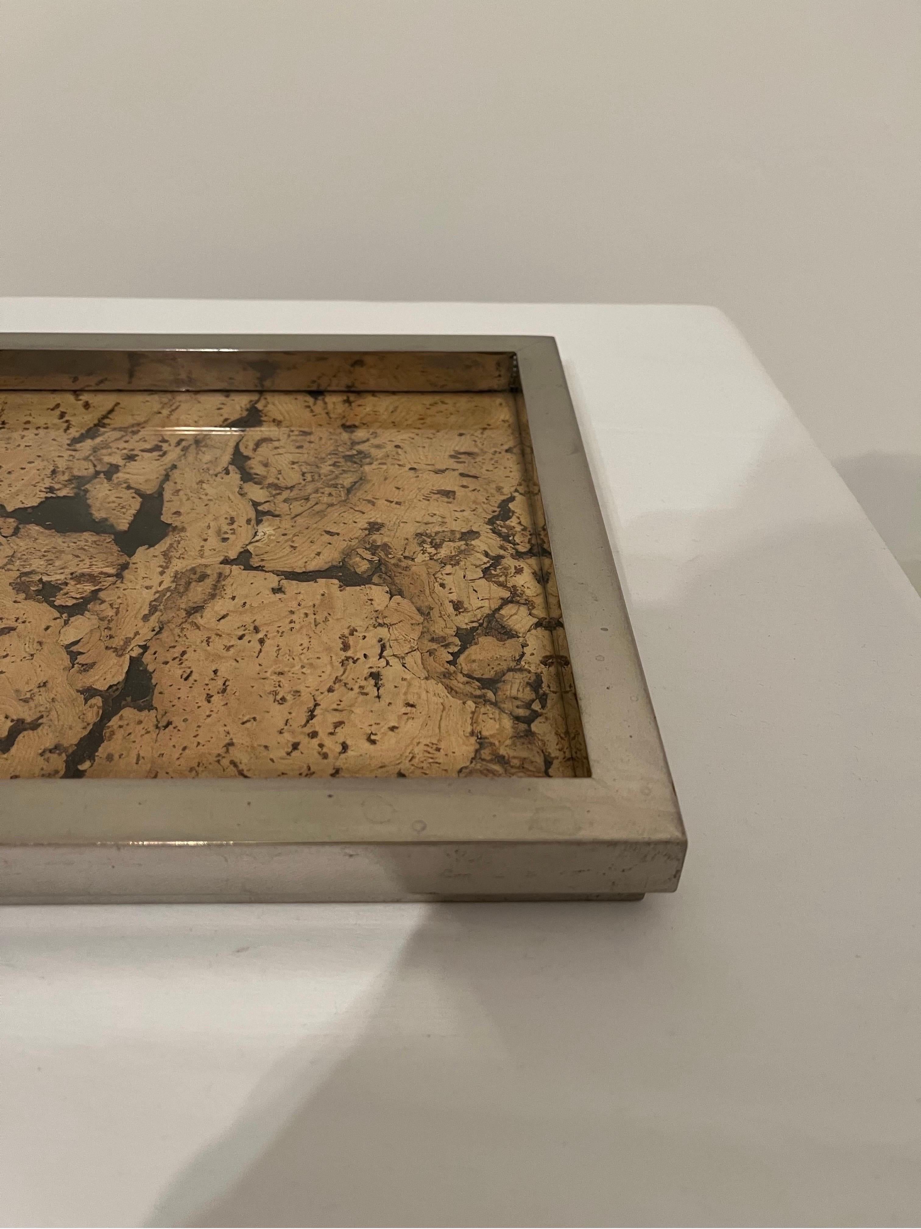 Chrome Cork Tray attributed to Romeo Rega  For Sale 2