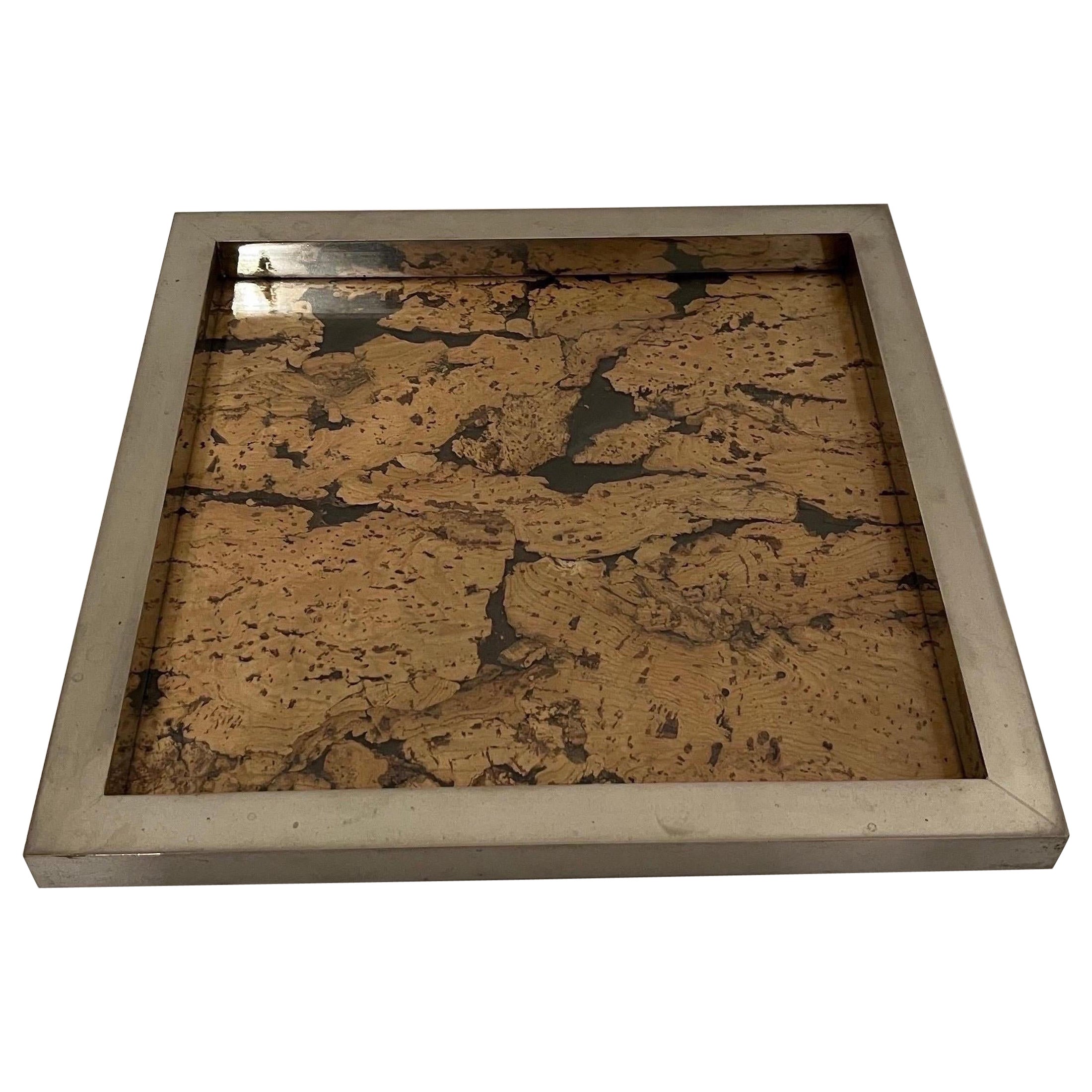 Chrome Cork Tray attributed to Romeo Rega