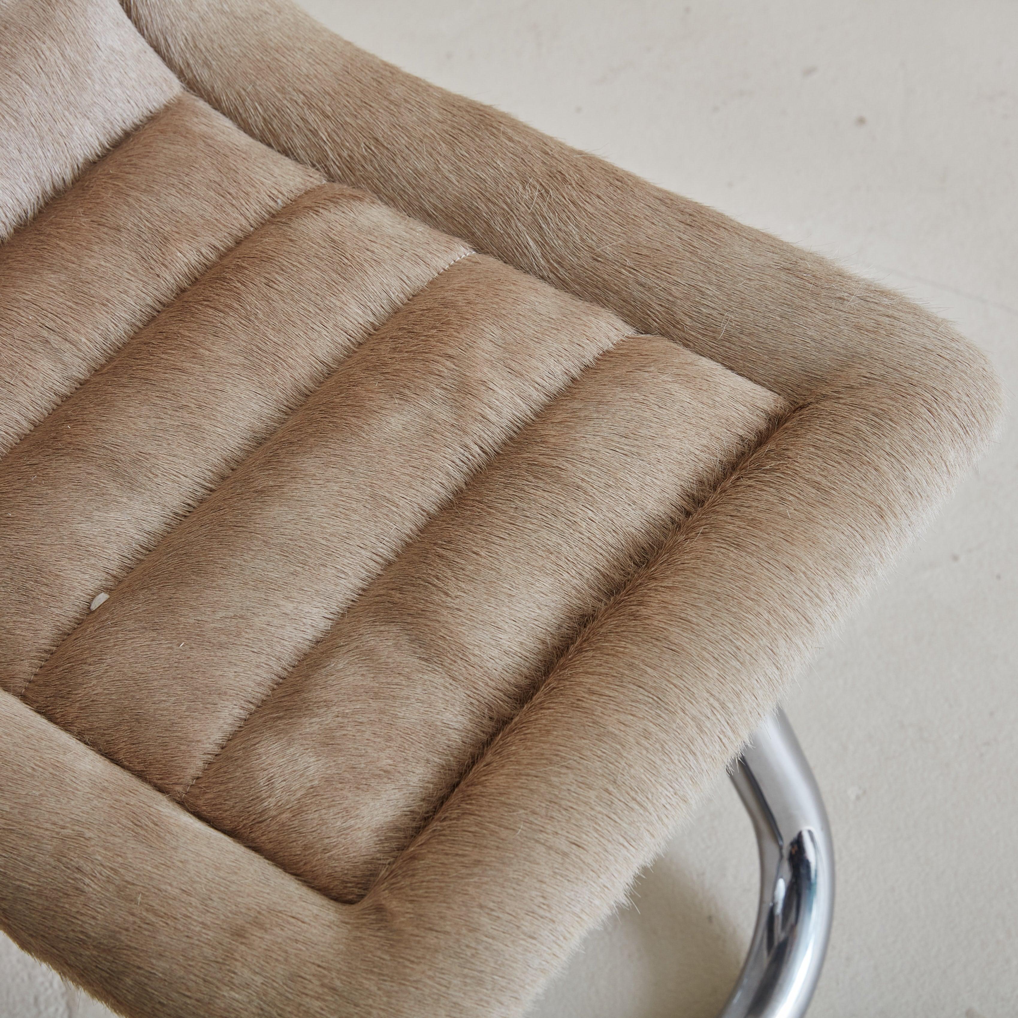 Chrome + Cowhide Tube Chair, Italy 1970s For Sale 2