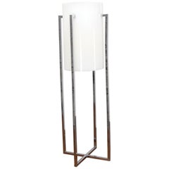 Chrome Cross Shape Base with White Acrylic Shade Table Lamp