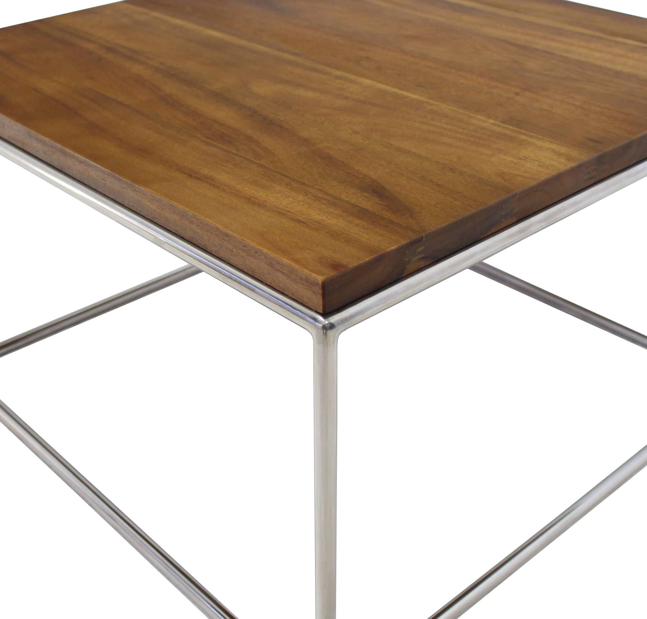 Polished Solid Stainless Steel Chrome Cube Nesting End Side Step Occasional Tables Set For Sale