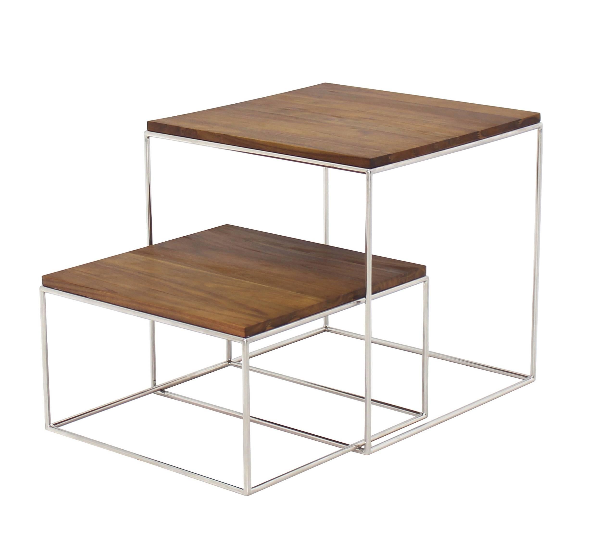Polished Chrome Cube Nesting End Side Table For Sale