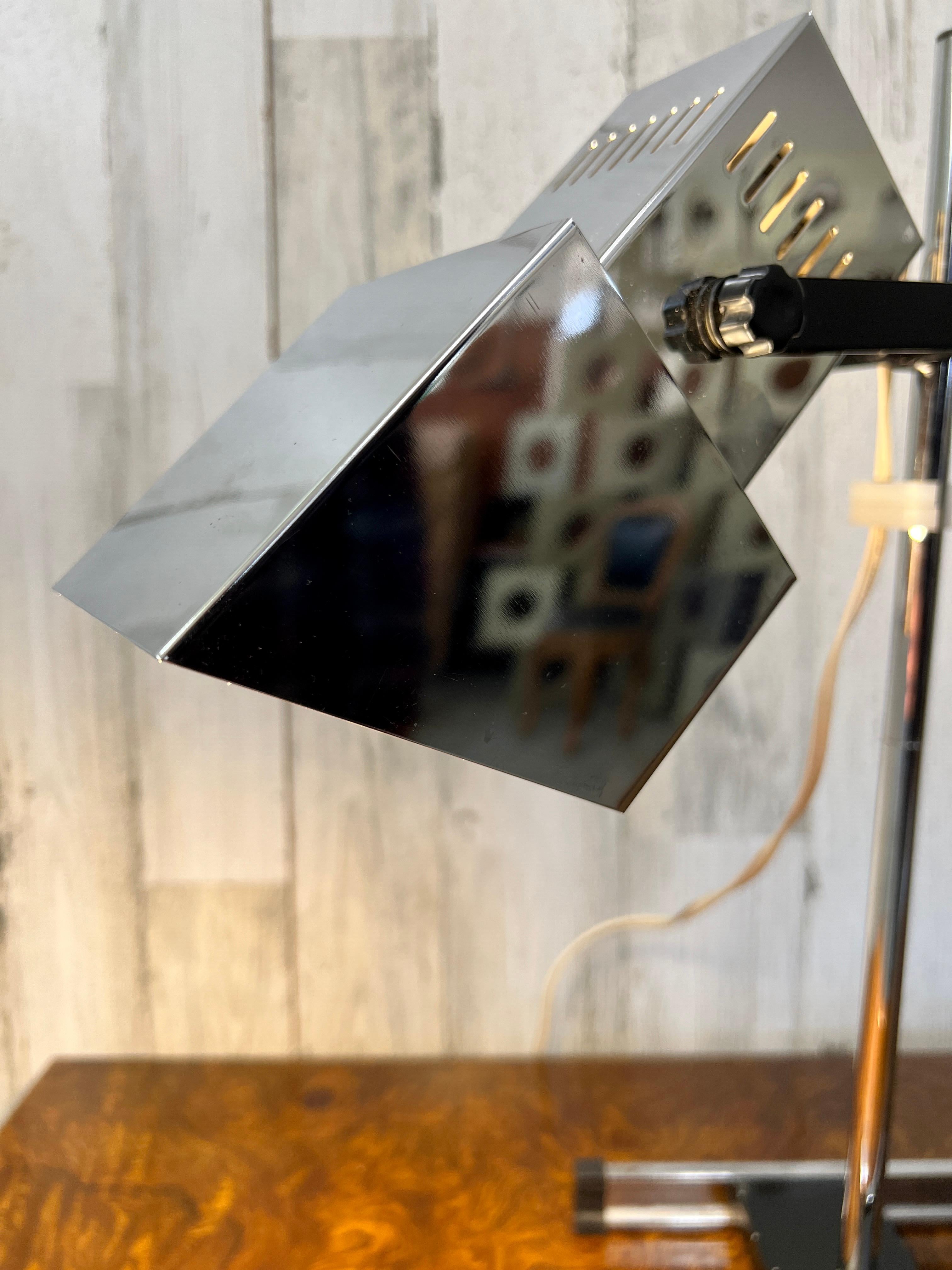 Chrome Cube Table Lamp by Robert Sonneman For Sale 6