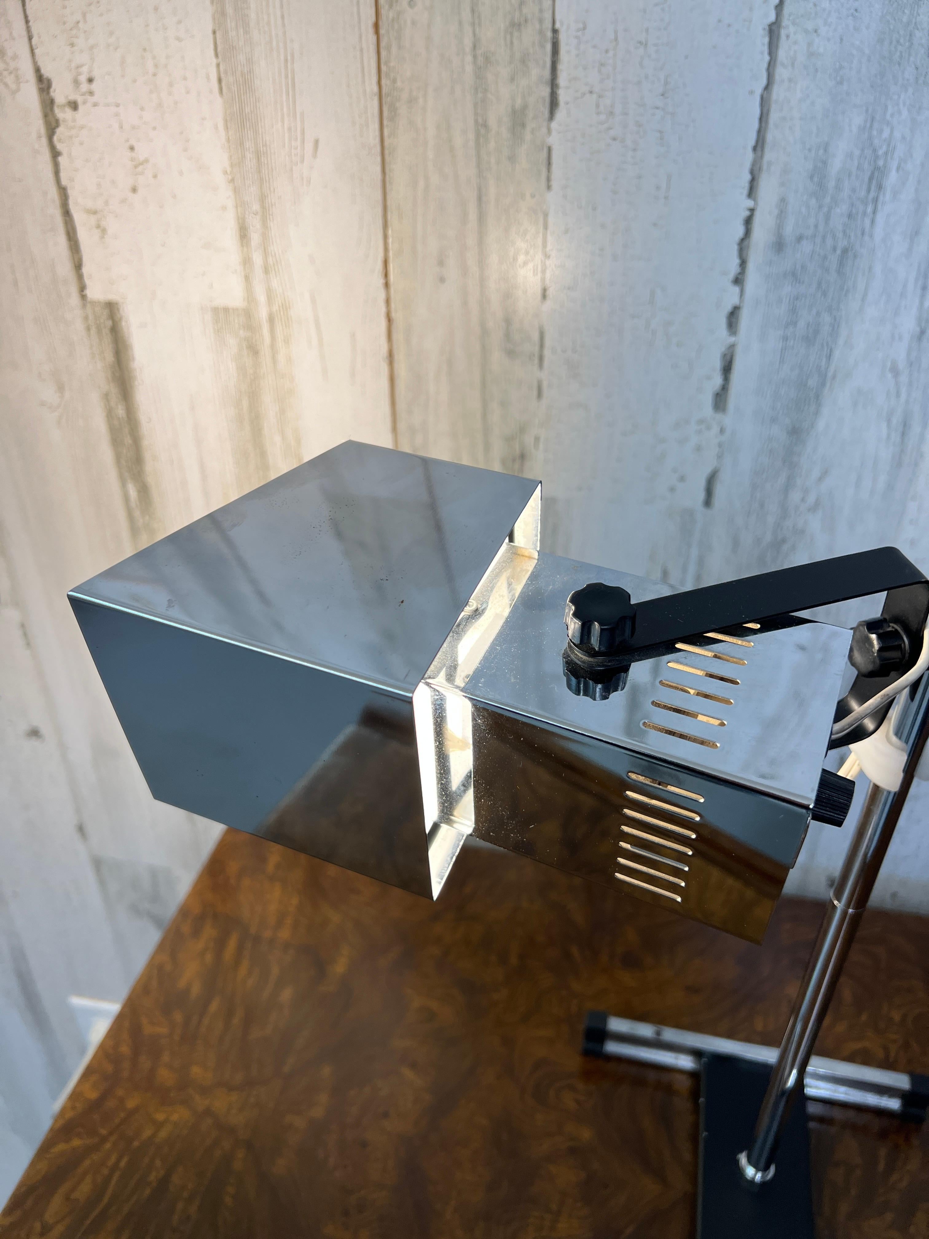Chrome Cube Table Lamp by Robert Sonneman For Sale 2