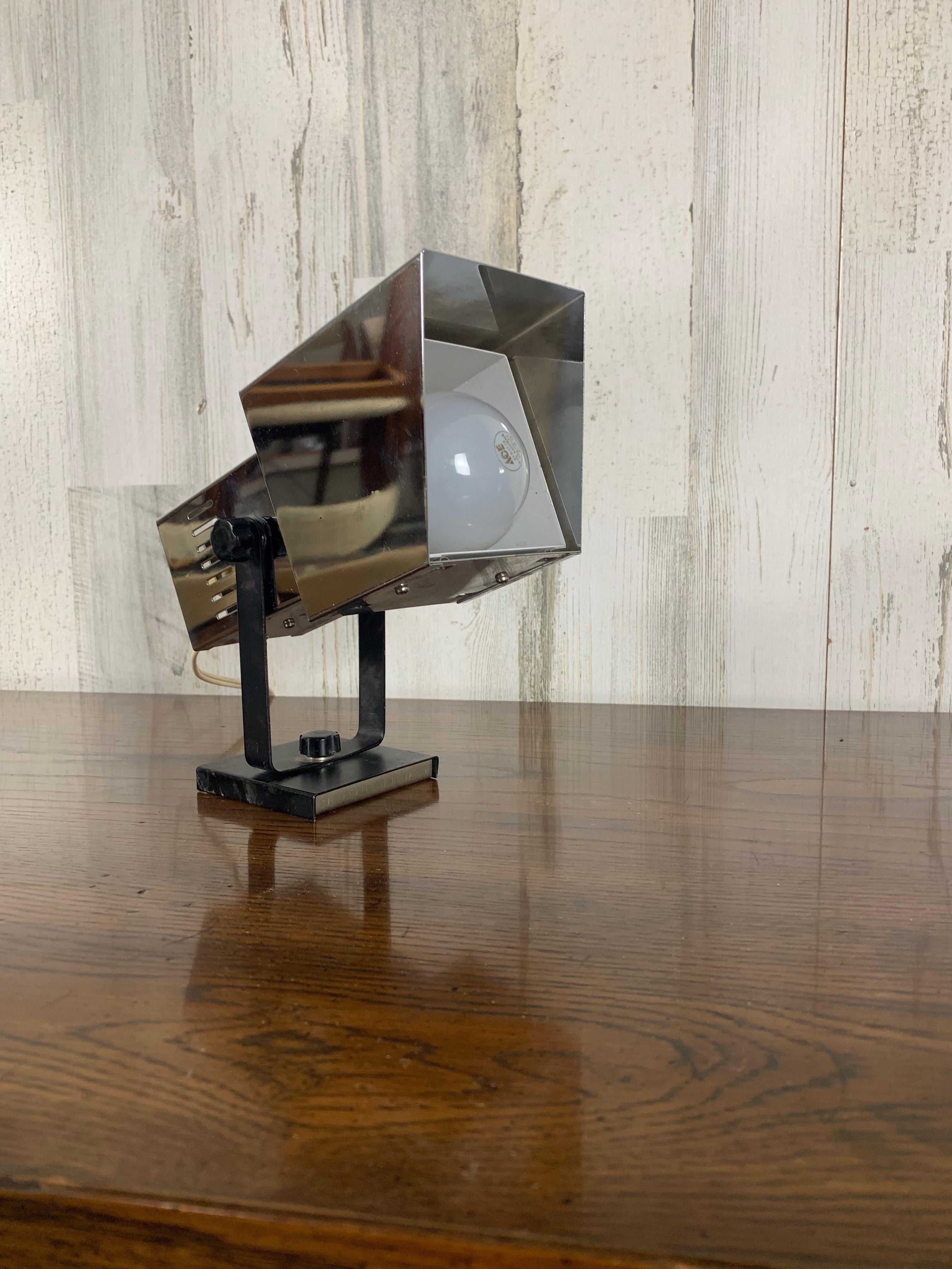Chrome Cube Table Lamp / Sconce by Robert Sonneman In Good Condition For Sale In Denton, TX
