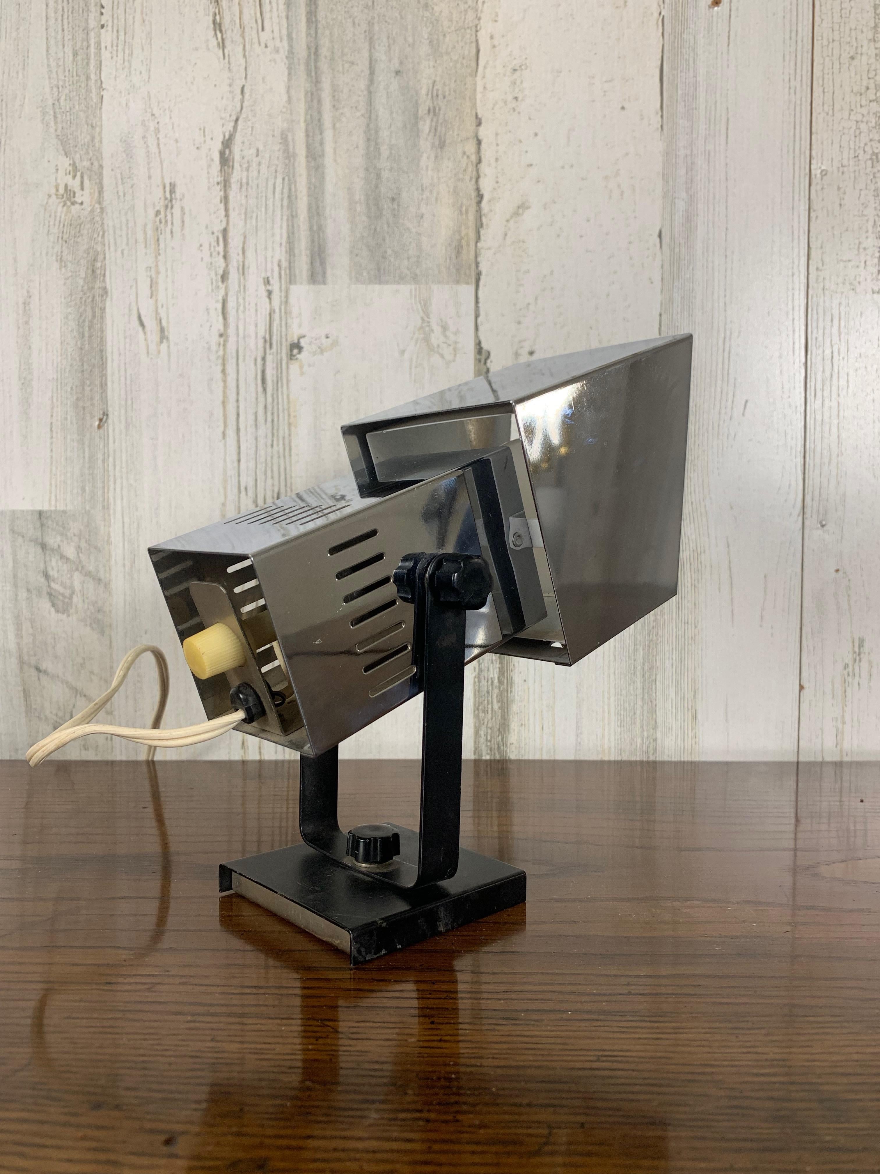 Metal Chrome Cube Table Lamp / Sconce by Robert Sonneman For Sale