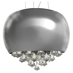 Chrome Cut Crystal Chandelier Pendant Ceiling Fixture with Canopy