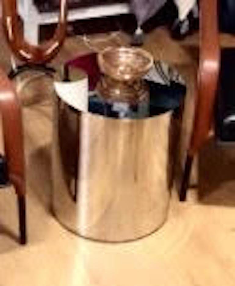 chrome drum side table