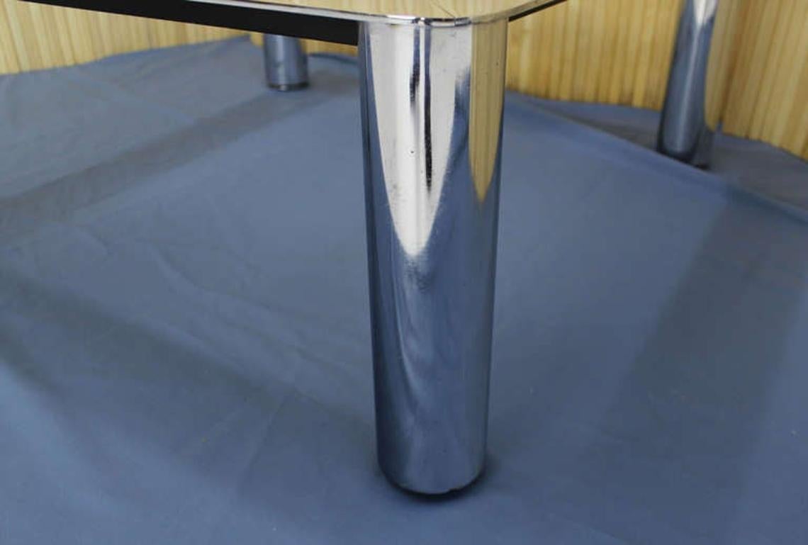 Chrome Cylinder Legs Square Smoked Glass Mid-Century Modern Coffee Table MINT! For Sale 1