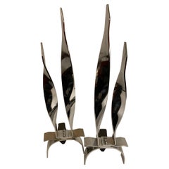 Chrome Dancing Flames Andirons