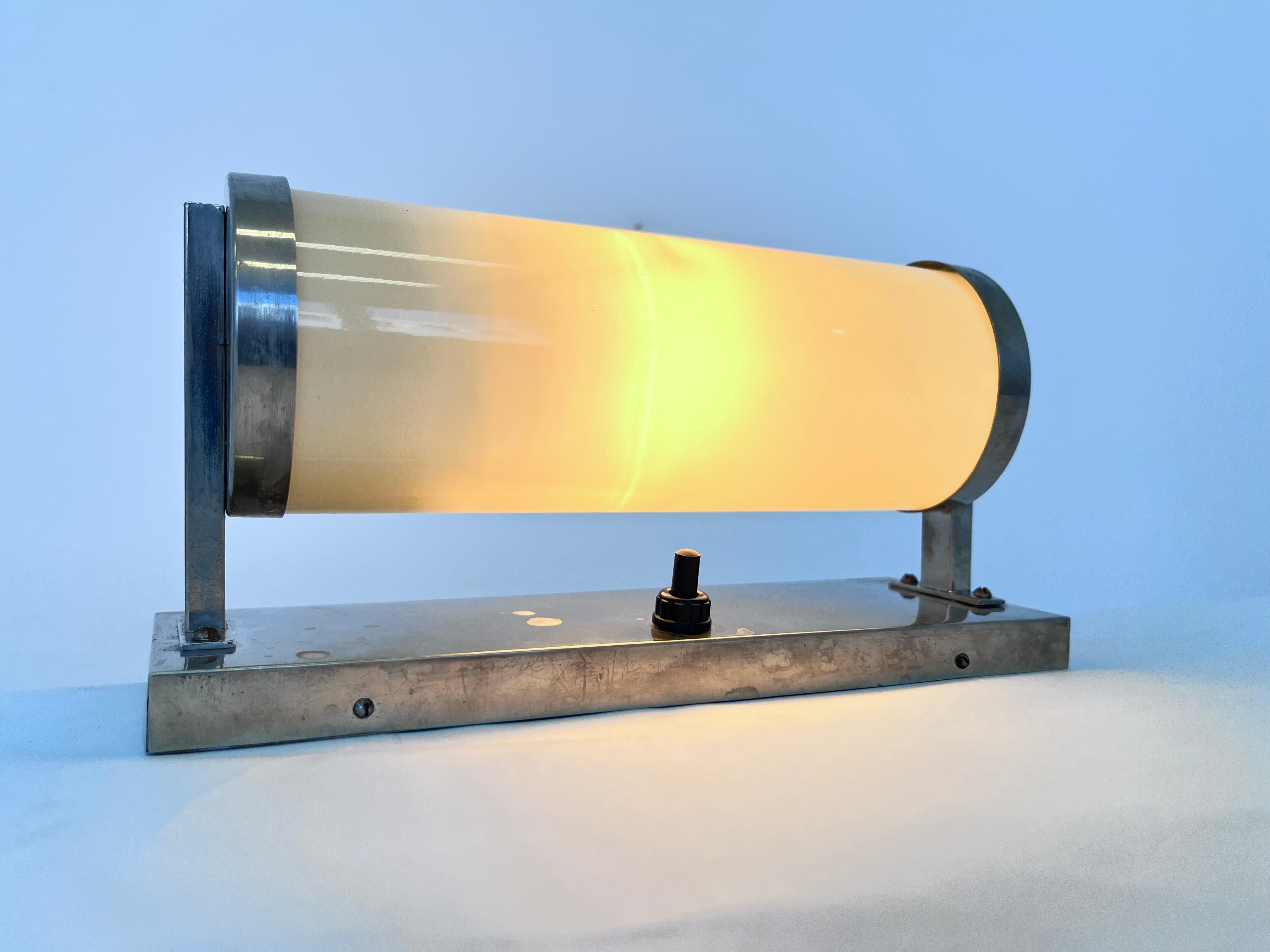 Mid-20th Century Chrome Design Bauhaus Wall Lamp, 1930s - Czechoslovakia For Sale