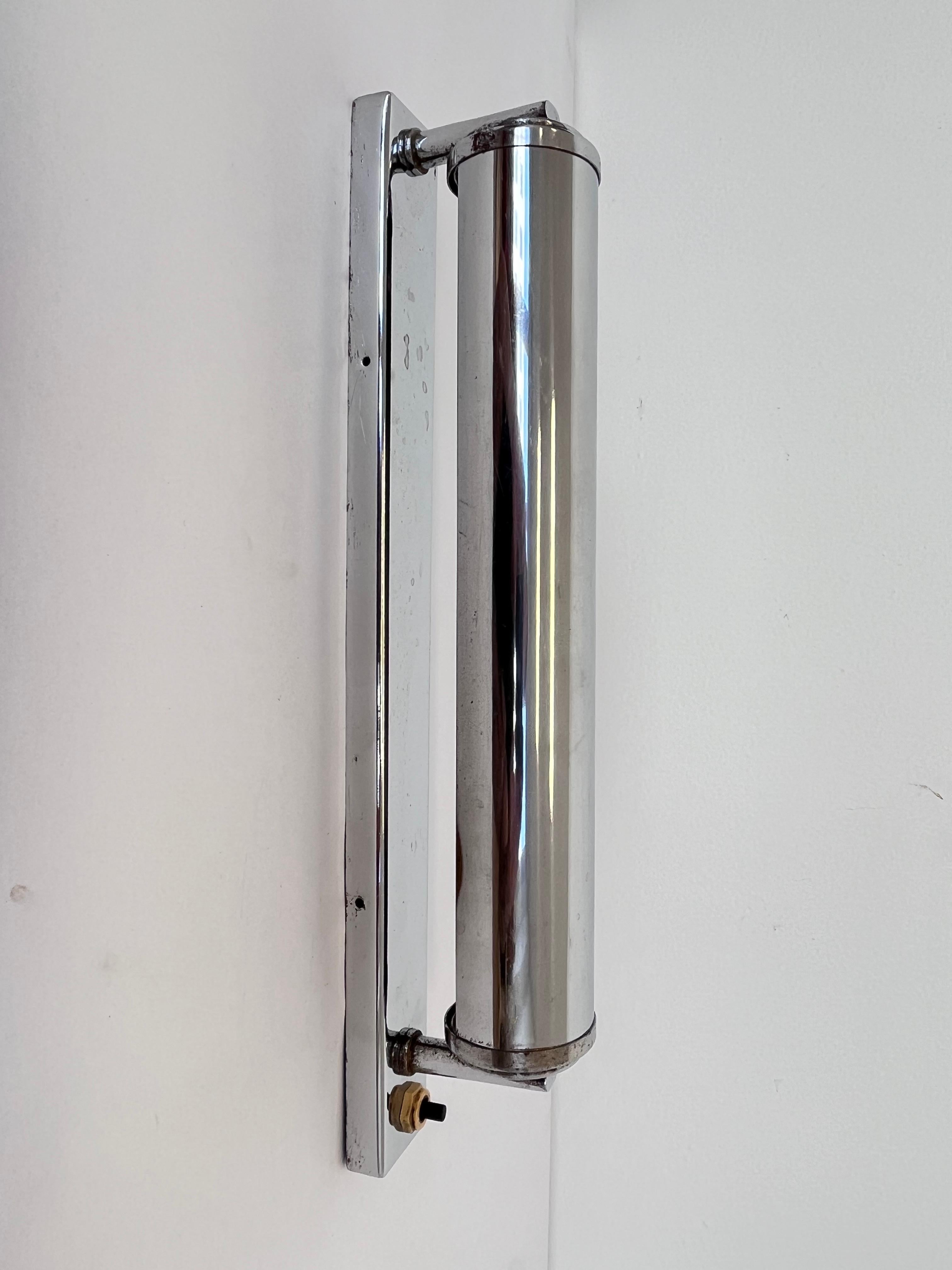 Opaline Glass Chrome Design Bauhaus Wall Lamp, 1930s - Czechoslovakia For Sale