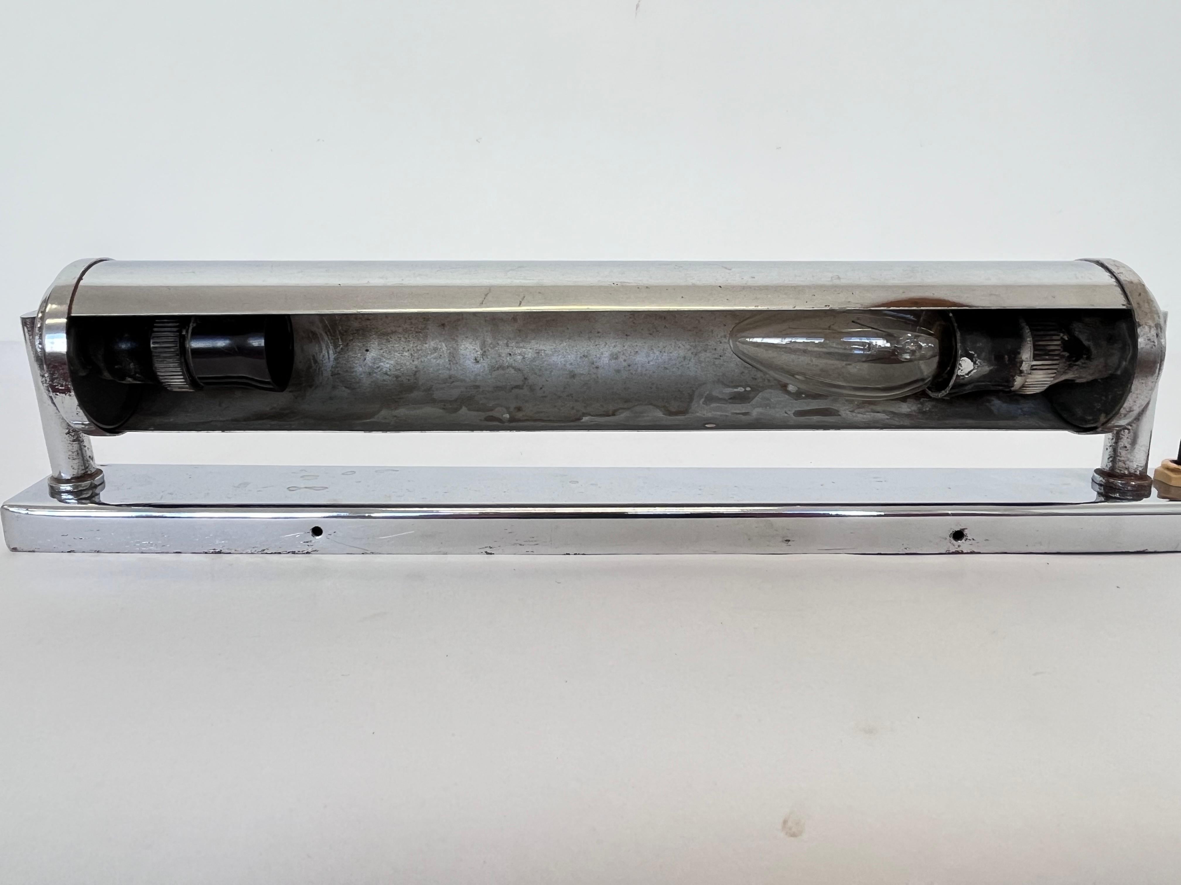 Chrome Design Bauhaus Wall Lamp, 1930s - Czechoslovakia For Sale 3