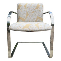 Chrome Desk Chair by Brueton in Woven Tropical Leaves, c. 1970's