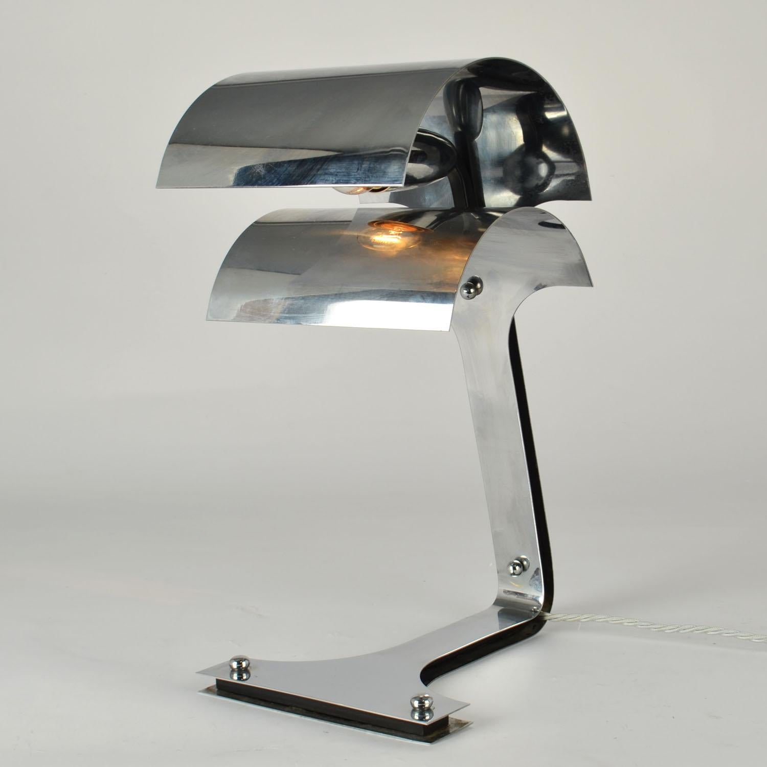 Chrome Desk Lamp attributed to Luigi Massoni Italy 1960s In Excellent Condition For Sale In London, GB