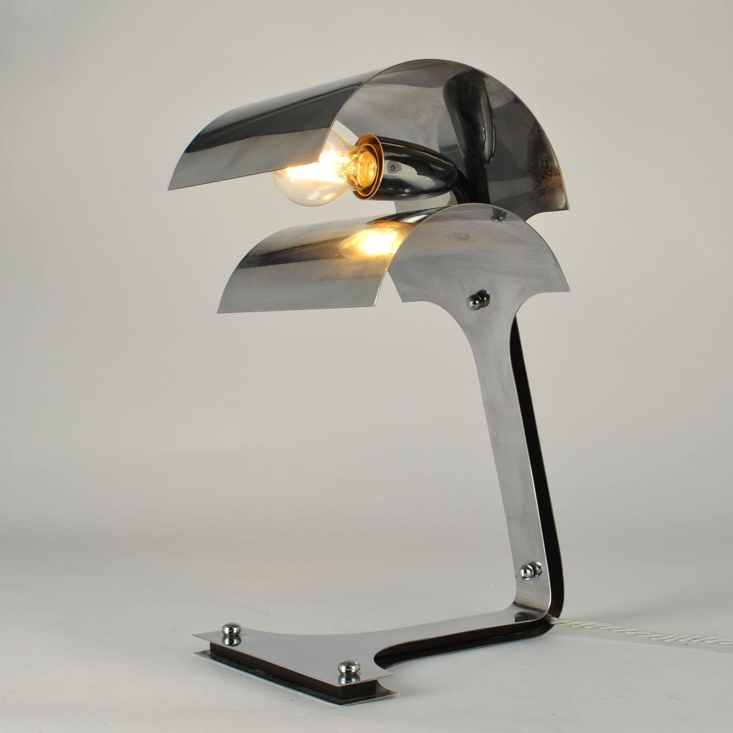 Chrome Desk Lamp attributed to Luigi Massoni Italy 1960s For Sale 2