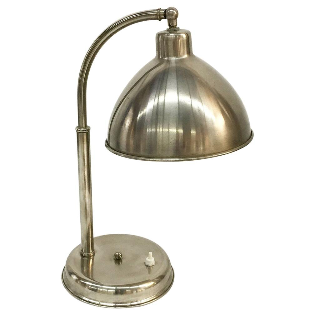Chrome Desk Lamp with Adjustable Shade, 1930s