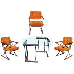 Ensemble chaise et table de salle à manger en chrome  par Cleo Baldon