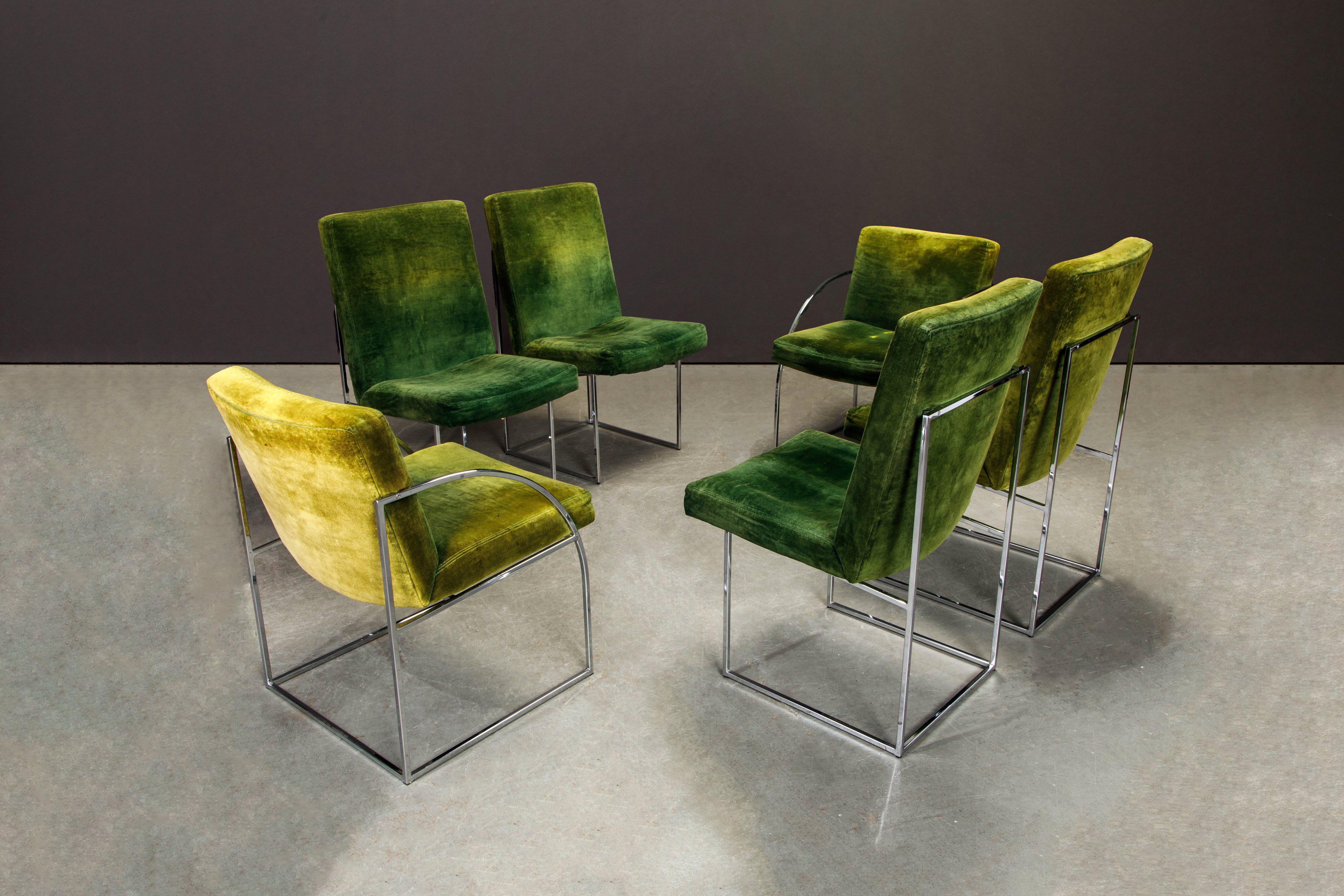 Modern Chrome Dining Chairs by Milo Baughman for Thayer Coggin, Signed and Dated 1975