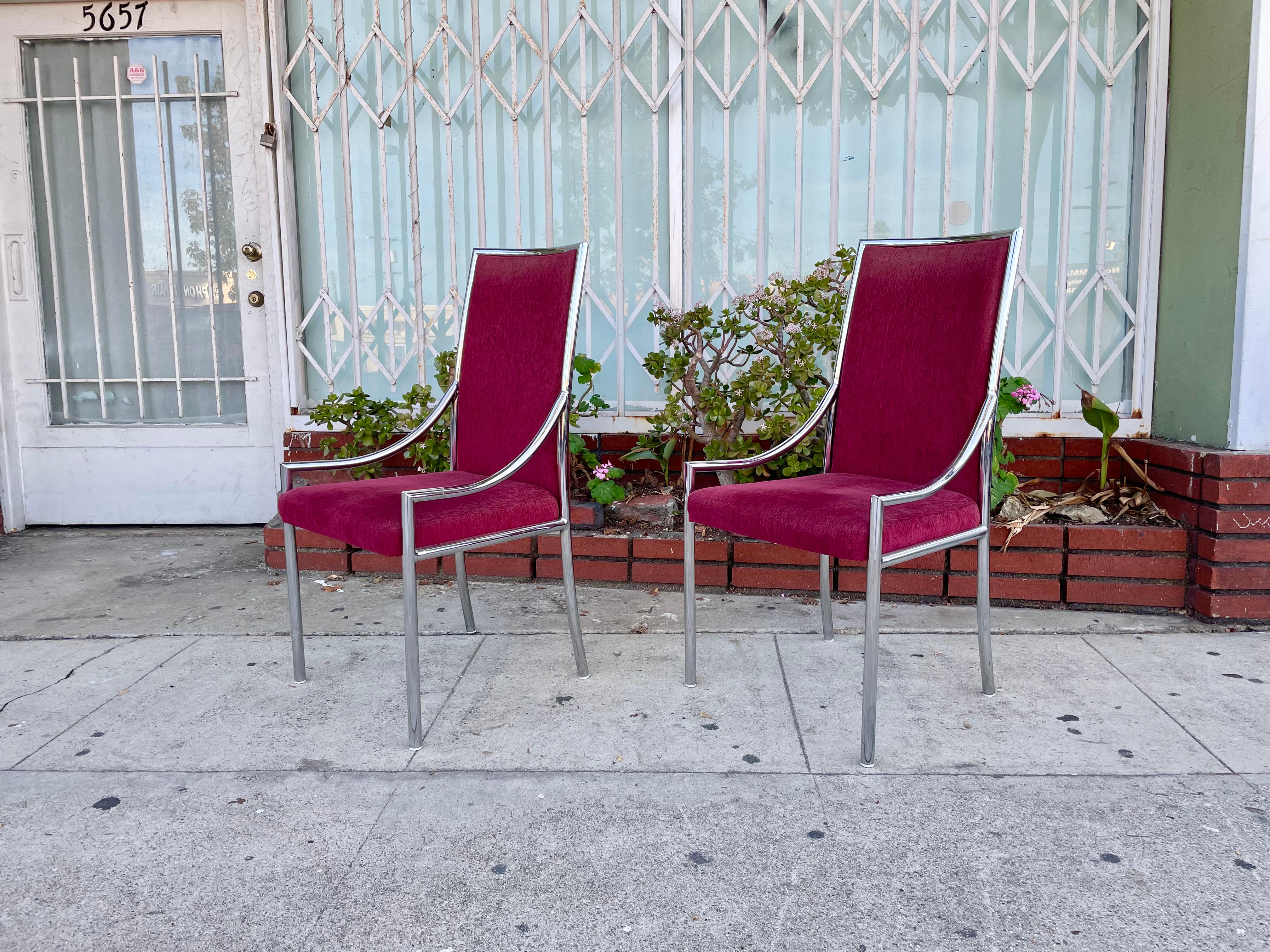 Chrome Dining Chairs Styled After Milo Baughman 3