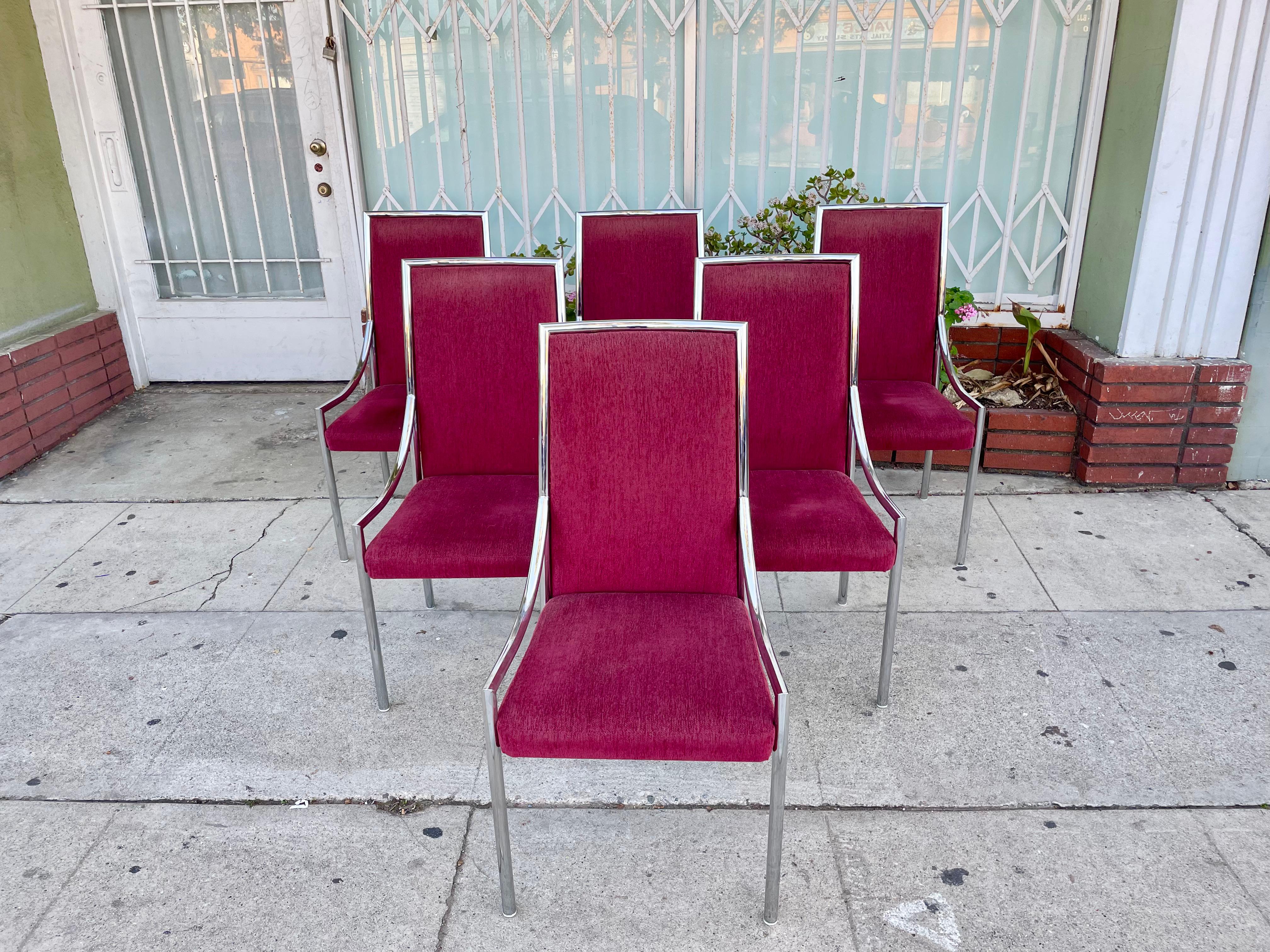 American Chrome Dining Chairs Styled After Milo Baughman
