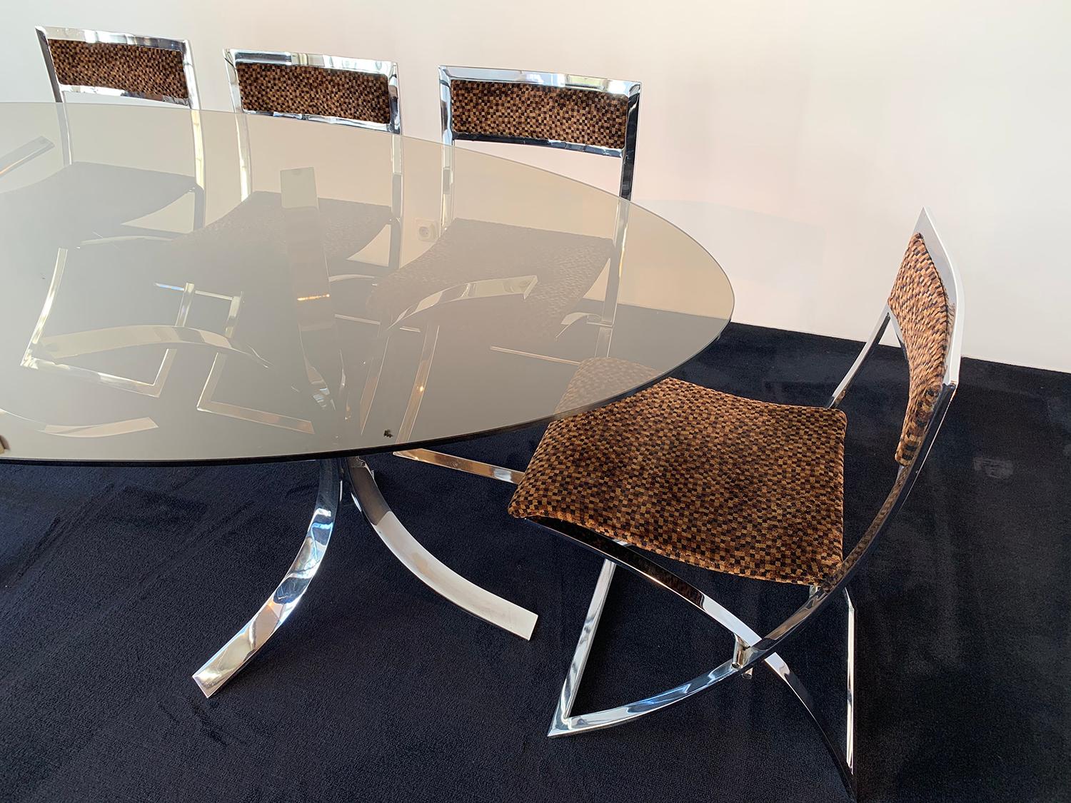 Plated Chrome Dining Room Set, 1970 For Sale