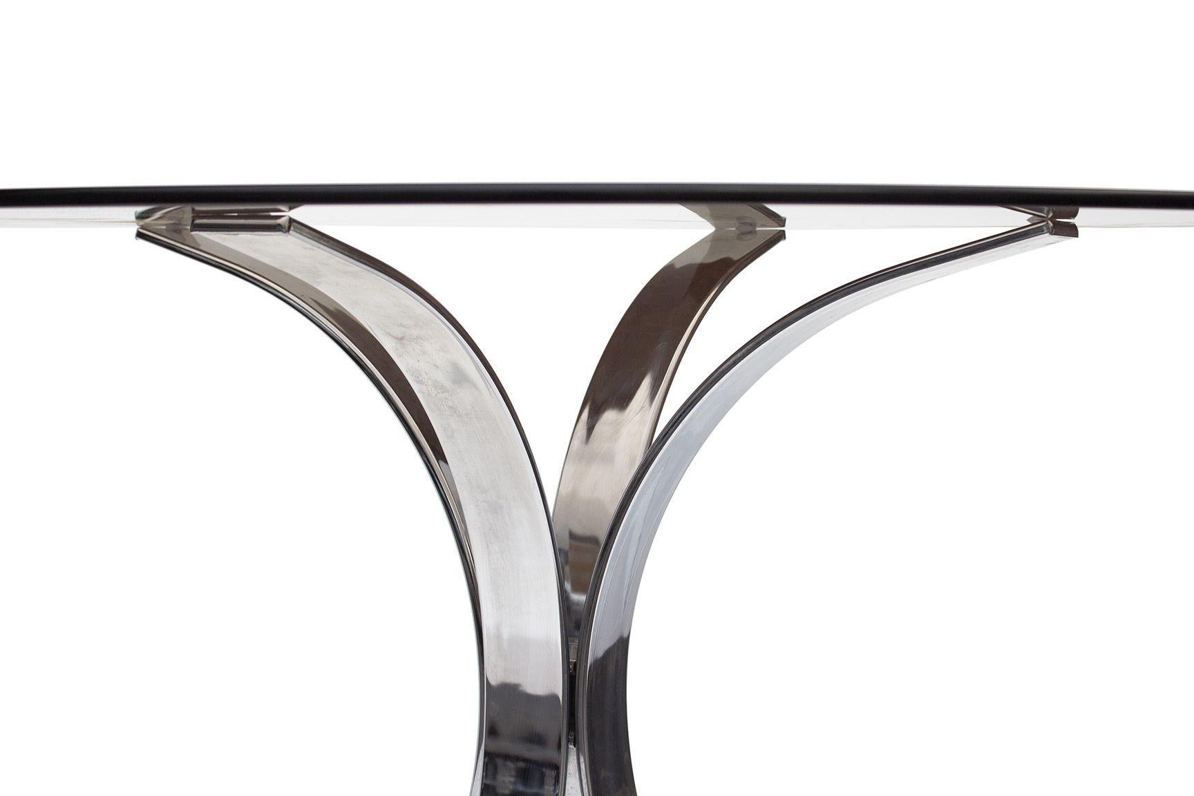 Smoked Glass Chrome Dining Table by Osvaldo Borsani for Stow & Davis For Sale
