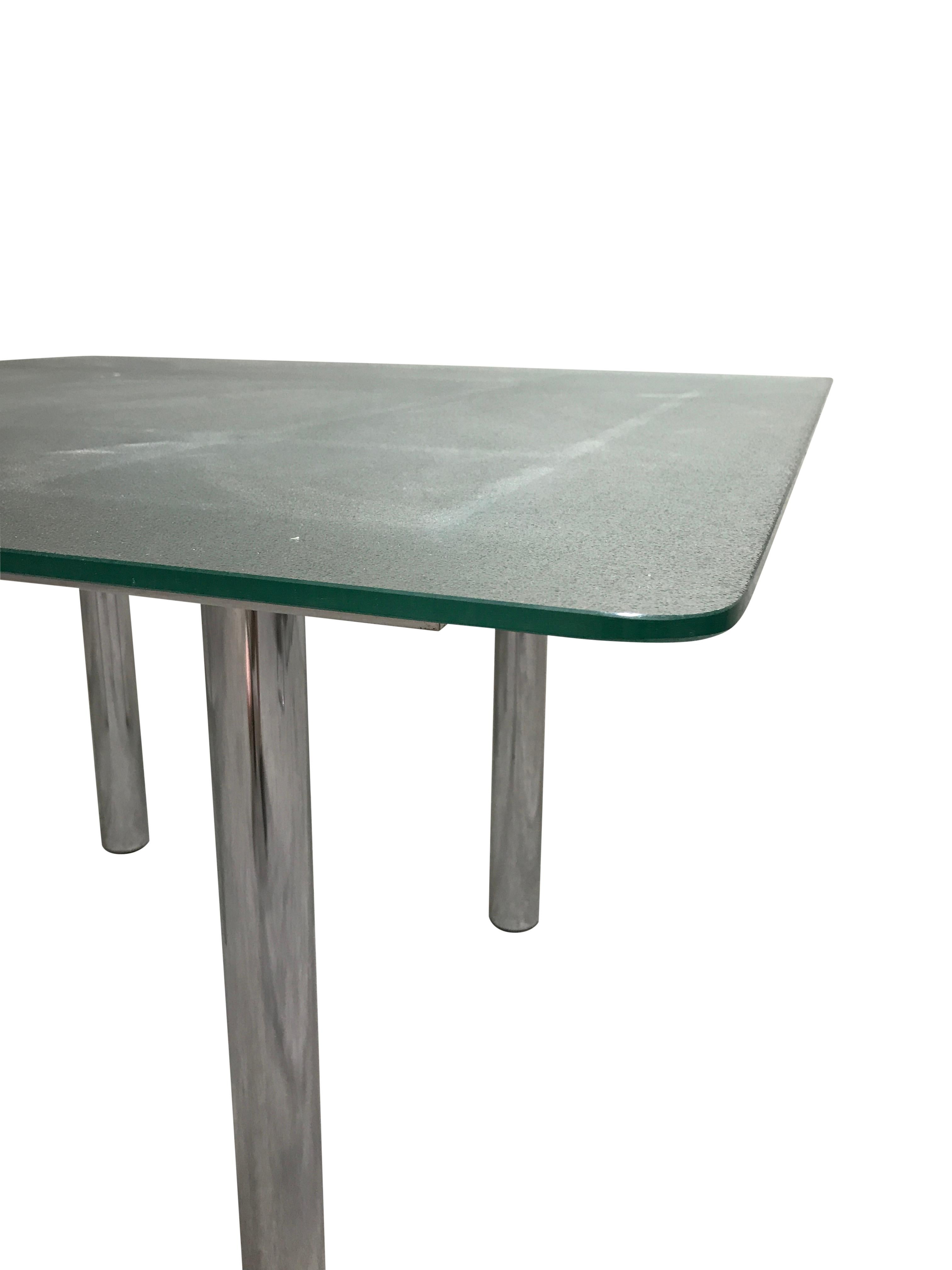Frosted Chrome Dining Table by Tobia Scarpa, 1960s
