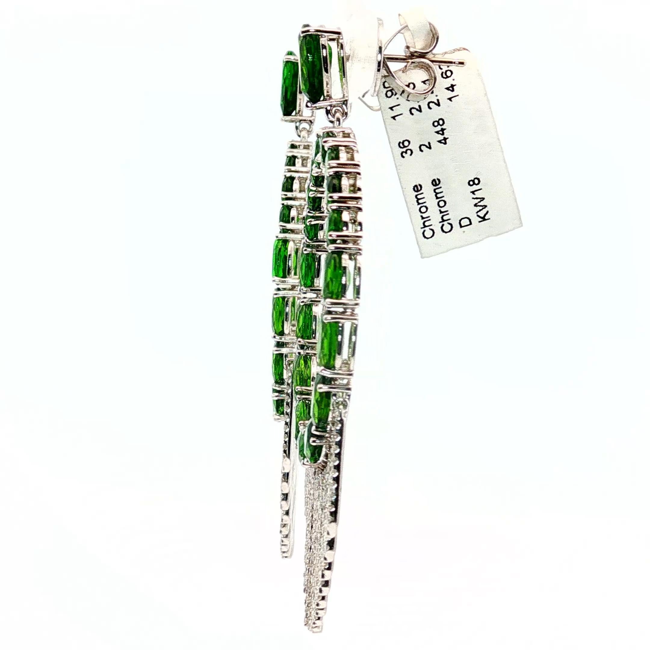 Chrom-Diopside und Diamant-Kronleuchter-Ohrringe, 18K Weißgold, 17,00ct Total im Angebot 1