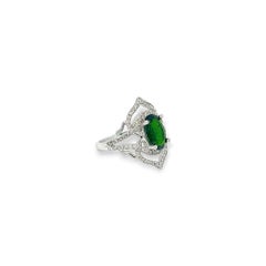 Chrome Diopside and Diamond Statement Ring