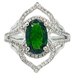 Chrome Diopside and Diamond Statement Ring
