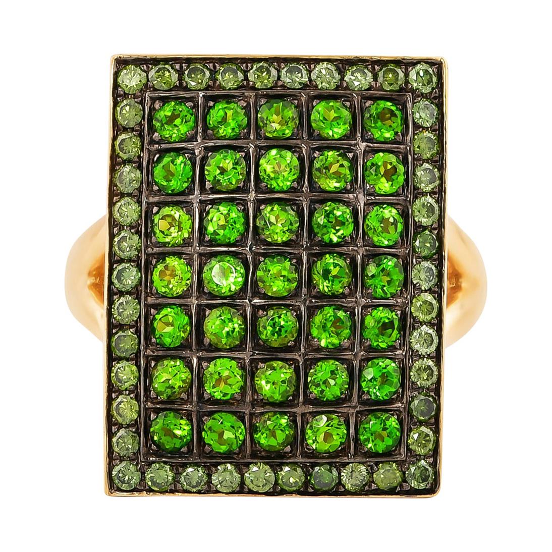 Sunita Nahata Chrome Diopside & Green Diamond 1.60ct. Fancy Ring in 14KYG.