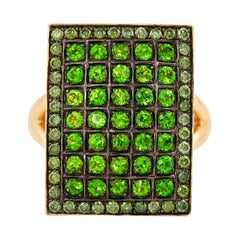 Bague Diopside en or jaune 14 carats et diamants verts et chrome