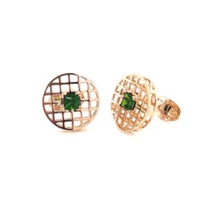Chrome Diopside Basket Rose Gold Cufflinks