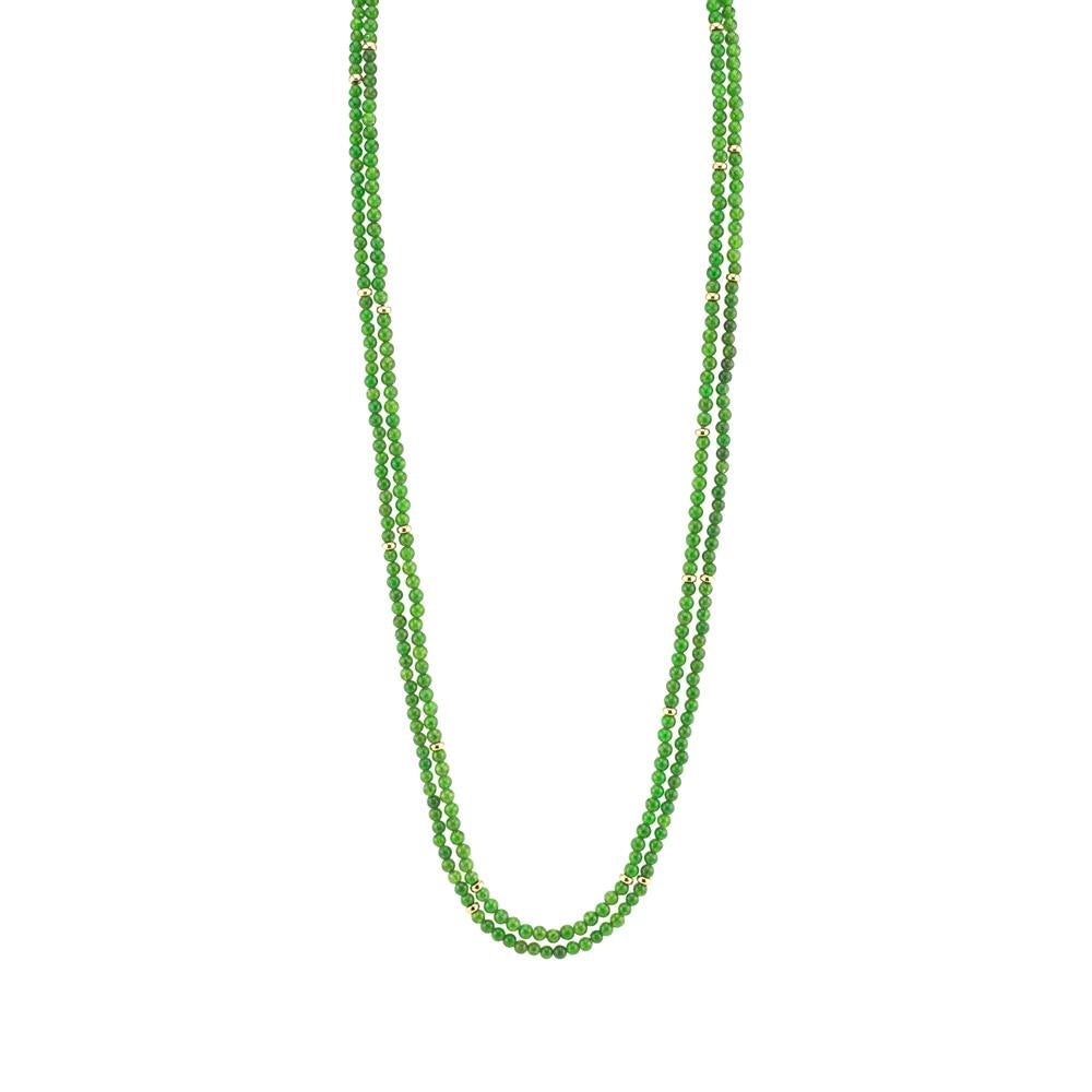 Chrome Diopside Beaded Necklace, Yellow Gold Accents and Clasp 2
