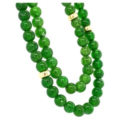 Diopside Collier de perles chromées, touches d'or jaune et fermoir