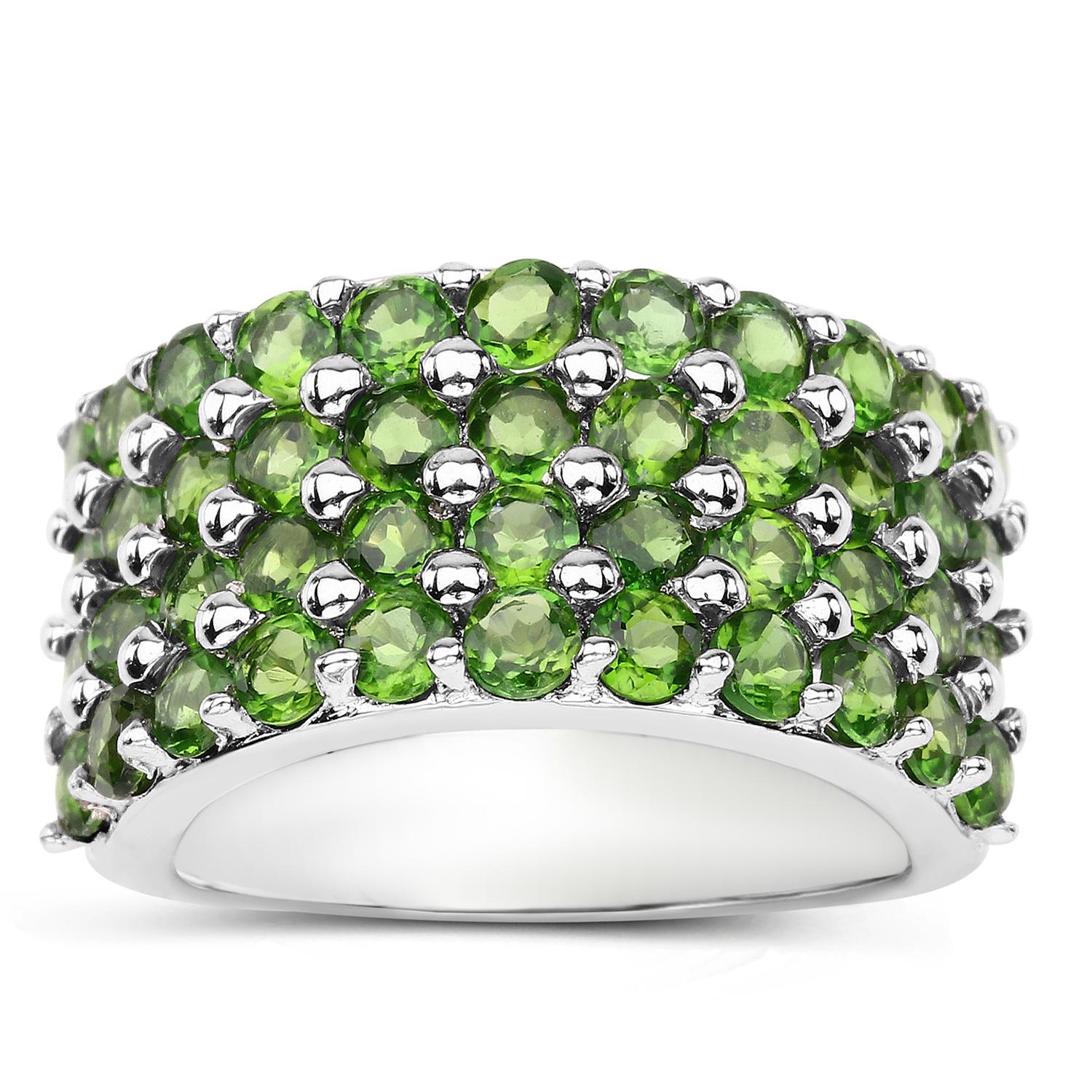 da uomo o donna Anello con diopside di cromo 3,06 carati A. Silver in vendita