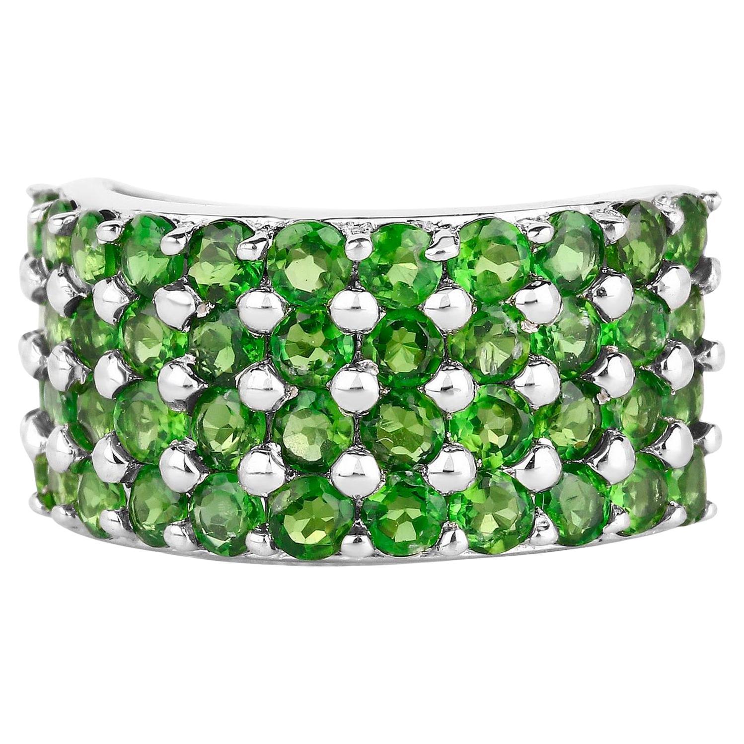 Chrome Diopside Ring 3.06 Carats Sterling Silver For Sale